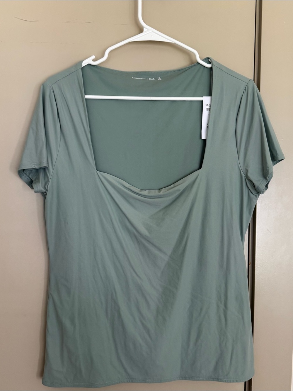 Abercrombie & Fitch Sage Green Short Sleeve Draped Neck Tee